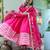 Pink cotton solid & gota patti work anarkali kurta bottom dupatta set