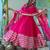 Pink cotton solid & gota patti work anarkali kurta bottom dupatta set