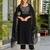 Black rayon solid & embroidered work kurta bottom dupatta set