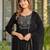 Black rayon solid & embroidered work kurta bottom dupatta set
