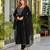 Black rayon solid & embroidered work kurta bottom dupatta set