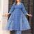 Blue rayon printed & embroidred work anarkali kurta bottom dupatta set