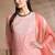 Pink cotton printed & embroidred work kurta bottom dupatta set