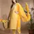 Yellow cotton printed & embroidred work kurta bottom dupatta set