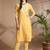 Yellow cotton printed & embroidred work kurta bottom dupatta set