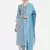 Blue rayon printed & trim work kurta bottom dupatta set