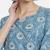 Blue rayon printed & trim work kurta bottom dupatta set