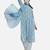 Blue rayon printed & trim work kurta bottom dupatta set