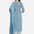 Blue rayon printed & trim work kurta bottom dupatta set