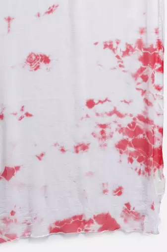 Red cotton printed & trim work kurta bottom dupatta set