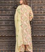 Yellow rayon printed & gota patti work kurta bottom dupatta set