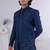 Blue silk embroidered indo western for mens
