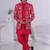 Red silk embroidered indo western for mens