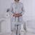 Grey silk embroidered indo western for mens