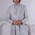Grey silk embroidered indo western for mens
