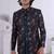 Blue silk embroidered indo western for mens