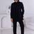 Blue velvet embroidered indo western for mens