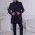 Blue silk embroidered indo western for mens