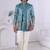 Blue silk embroidered indo western for mens