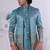 Blue silk embroidered indo western for mens