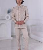 Golden silk embroidered indo western for mens