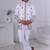 White silk embroidered indo western for mens
