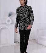 Black velvet embroidered bandhgala for mens