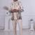 Beige silk embroidered indo western for mens