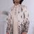 Beige silk embroidered indo western for mens