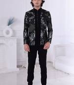 Black velvet embroidered indo western for mens