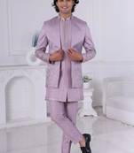 Pink silk embroidered indo western for mens
