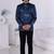 Blue silk embroidered bandhgala for mens