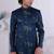 Blue silk embroidered bandhgala for mens