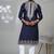 Blue blended cotton embroidered kurta pajama for mens