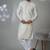 White blended cotton embroidered kurta pajama for mens