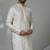 White blended cotton embroidered kurta pajama for mens