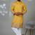 Yellow shimmer embroidered kurta pajama for mens