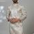 Beige silk embroidered kurta pajama for mens