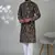 Brown blended cotton embroidered kurta pajama for mens