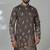 Brown blended cotton embroidered kurta pajama for mens