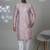 Pink blended cotton embroidered kurta pajama for mens