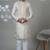 White blended cotton embroidered kurta pajama for mens