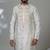 White blended cotton embroidered kurta pajama for mens