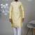 Yellow blended cotton embroidered kurta pajama for mens