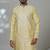Yellow blended cotton embroidered kurta pajama for mens