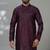 Red blended cotton embroidered kurta pajama for mens