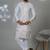 White blended cotton embroidered kurta pajama for mens