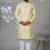 Yellow blended cotton embroidered kurta pajama for mens