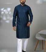 Rama blended cotton embroidered kurta pajama for mens