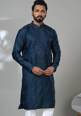 Rama blended cotton embroidered kurta pajama for mens 2